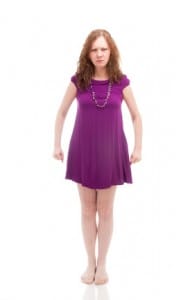 Stubborn woman in purple dress