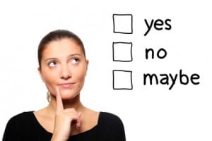 Woman trying to make a decision