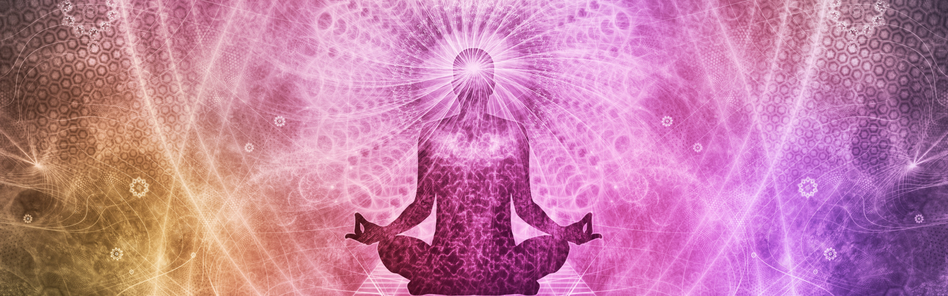 energy waves and mandalas surrounding a seated person