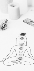 sketch of chakras on female body
