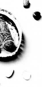 bowl containing sage bundle