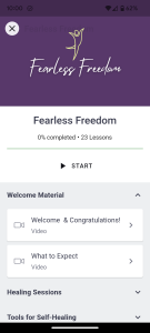 screenshot of Fearless Freedom online program