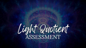 Light Quotient Assessment logo: light text over blue background with sacred geometry