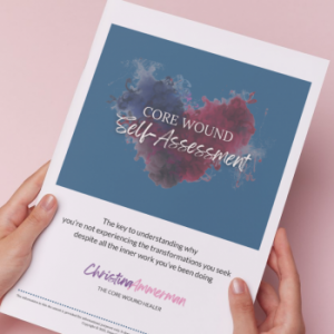 feminine hands holding a printout of the Core Wound Self-Assessment