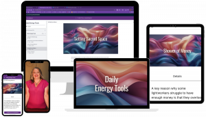 variety of device screens displaying artwork for Daily Energy Tools and its contents