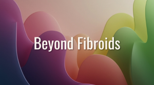 Beyond Fibroids logo (name over abstract multicolor curved shapes)