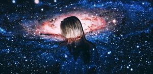 woman in black leather jacket looking at stars